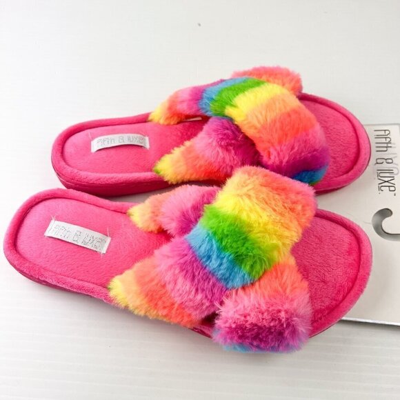 Fifth & Luxe Rainbow X Band Slippers Size 9 Fuchsia Pink - Picture 5 of 13